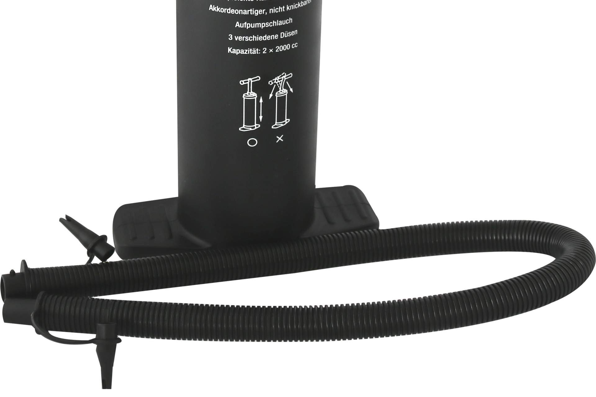 Brandsseller Luftpumpe 2 x 2 Liter Handpumpe Doppelhubpumpe manuelle Standluftpumpe Luftmatratze Schlauchboot Schwimmutensilien