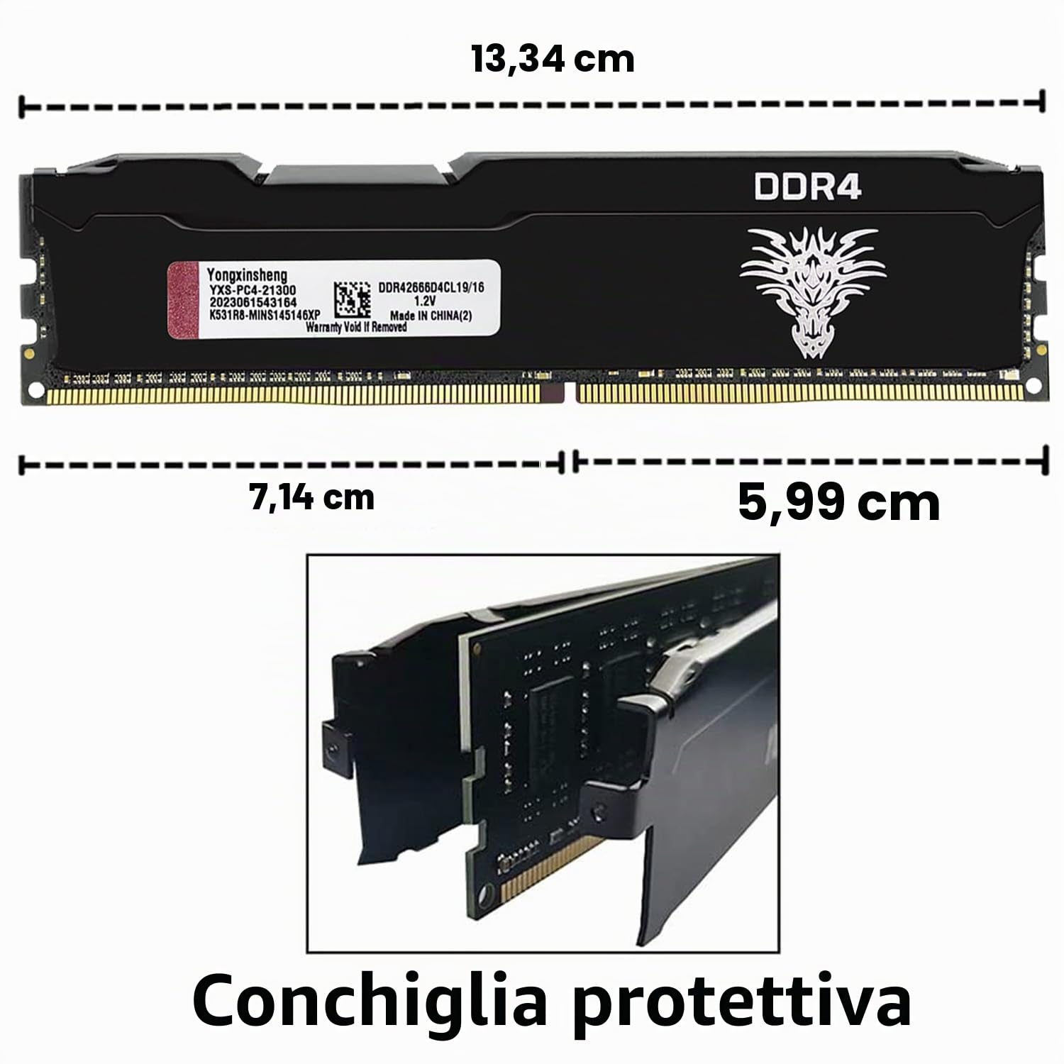 Yongxinsheng 2666MHz DDR4 32GB Kit (2x16GB) Desktop Ram PC4-21300 Dimm Non-ecc Unbuffered 1.2V 288-Pin CL19 PC Computer Memory Udimm Componenti Memoria Upgrade Module (Nero)