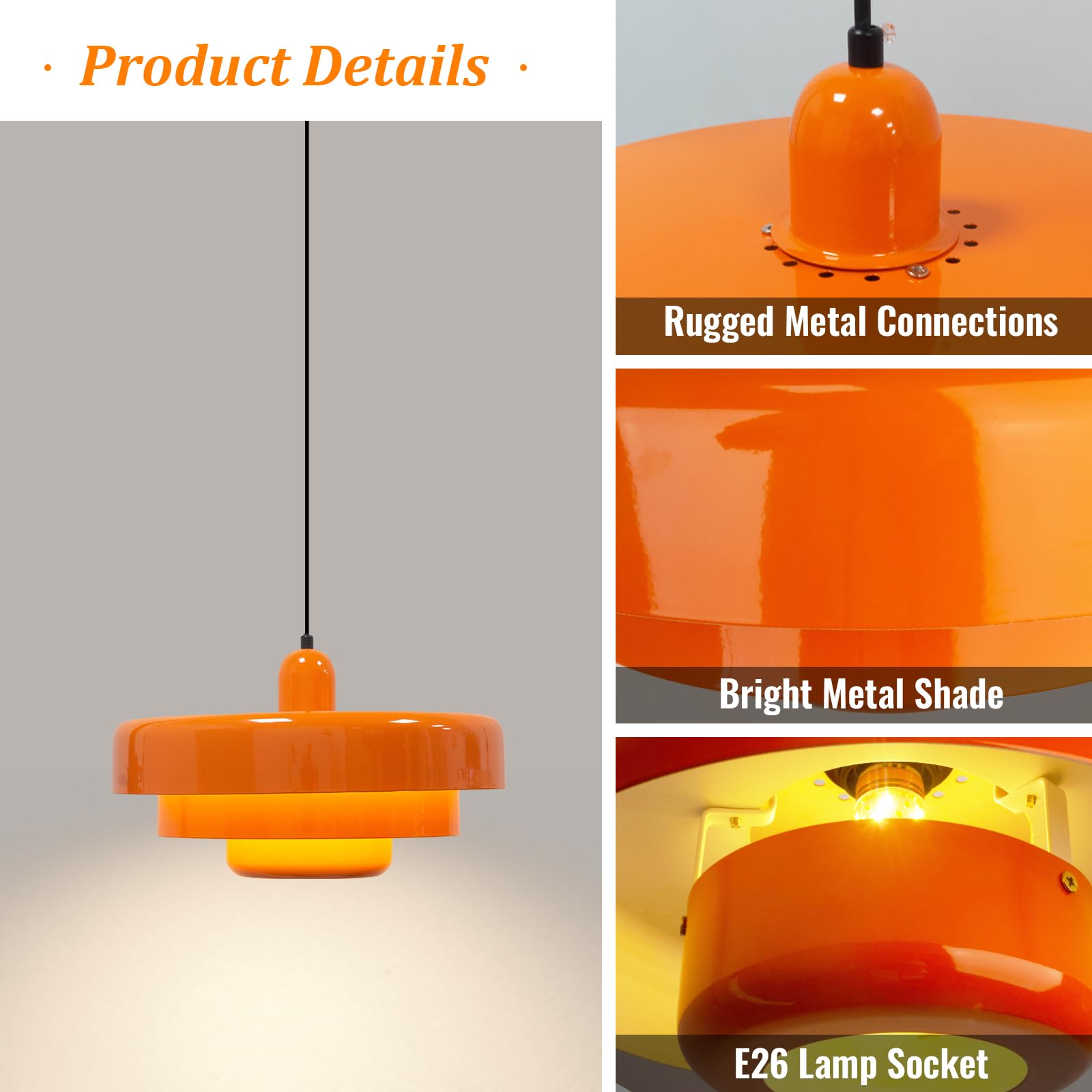 Qepeety Plug in Pendant Light Fixtures Mid Century Hanging Light