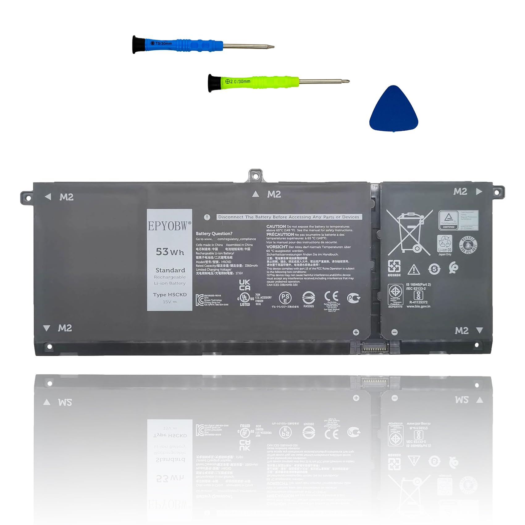 Amazon.com: EPYOBW H5CKD Laptop Battery 53Wh 3360mAh 15V 0H5CKD