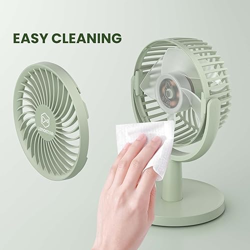 Vista 37 de Shinebella Ventilador de escritorio pequeño de 4 velocidades con fuerte flujo de aire, mini ventilador USB portátil personal, silencioso, rotación