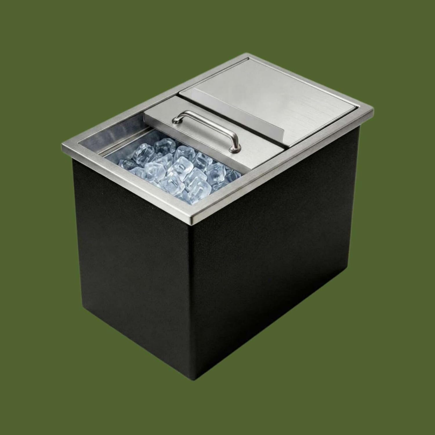 55qt Ice Box 18" L x 12" W x15 H Drop in Ice Chest Stainless Steel Ice Bin with Lid Drainage for Outdoor Kitchens Patio Bars Hotel Buffets Restaurant Counters