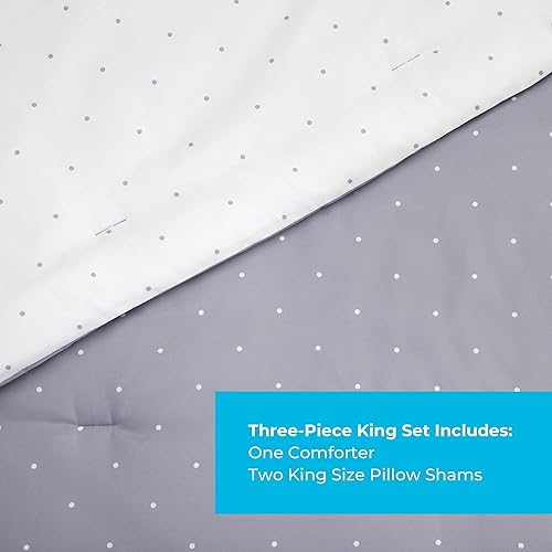 Miniatura 2 de LINENSPA - Edredón de microfibra hipoalergénico, con relleno sintético, para usar todo el año, tamaño King, gris