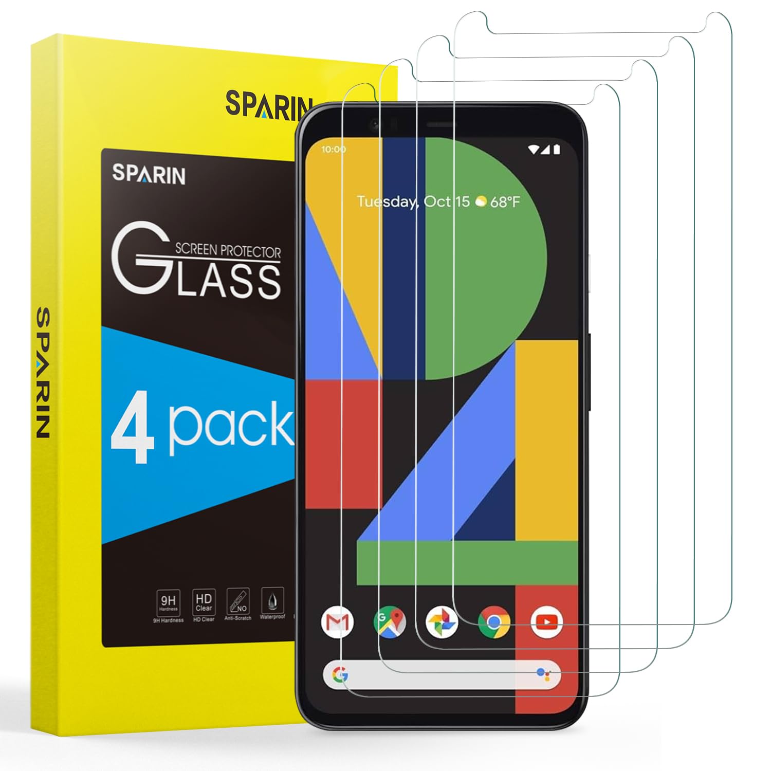 [4-Pack]SPARIN Google Pixel 4XL Screen Protector with Alignment Frame/Bubble Free/High Definition/Scratch Resistant Tempered Glass for Google Pixel 4 XL