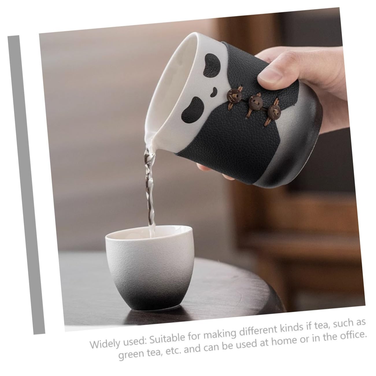 VOSAREA Tasse à Thé Chinoise en Céramique avec Filtre, 1 Pièce | Panda, Usage Bureau et Dégustation Quotidienne, Paroi Intérieure Émaillée Uniforme, Surface Lisse