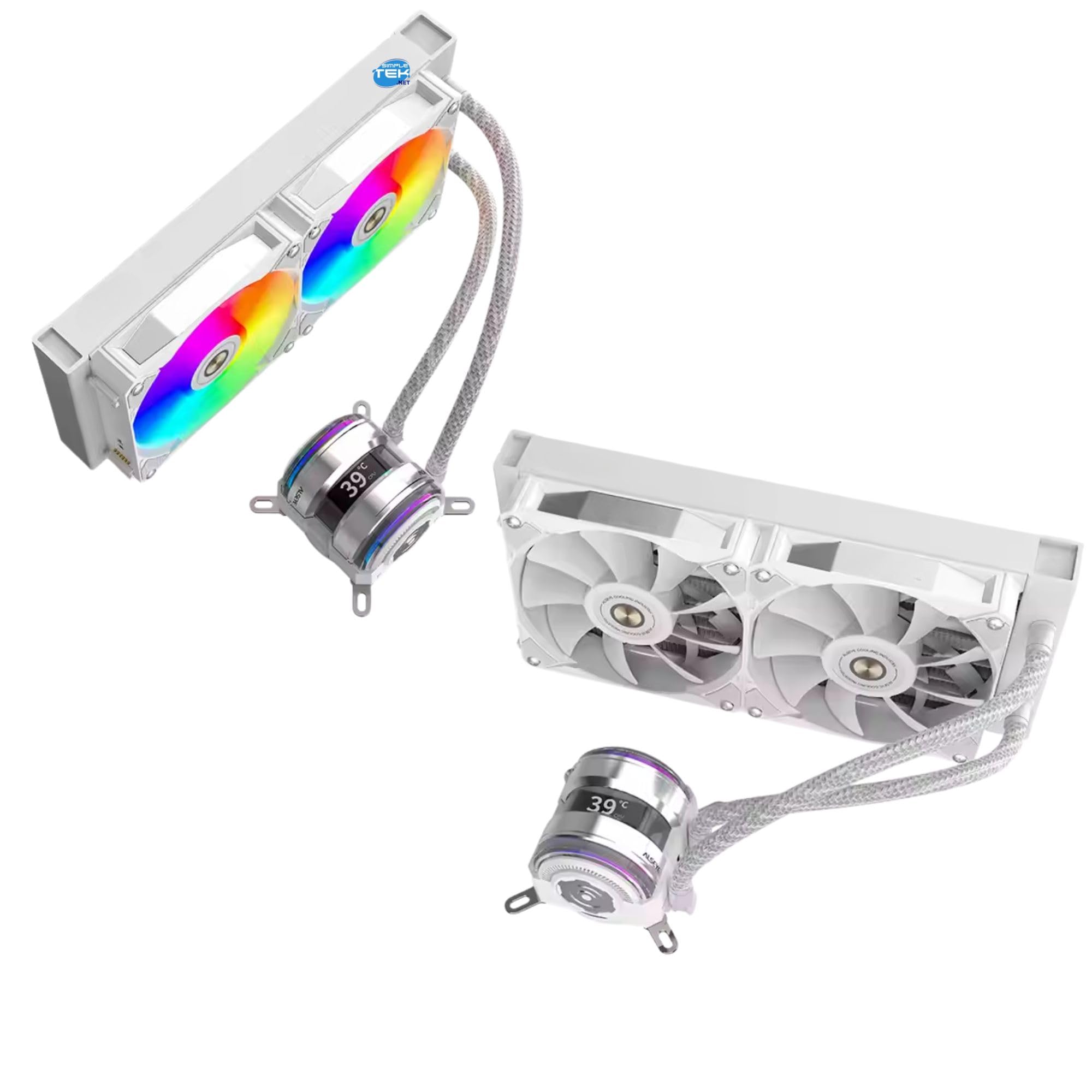 SIMPLETEK - Radiateur à liquide CPU 240 mm RGB | LGA 1700 2066 2011 1366 1200 115X AM5 AM4 AM3 AM2 AM2+ FM1 | Pour jeux et overclocking