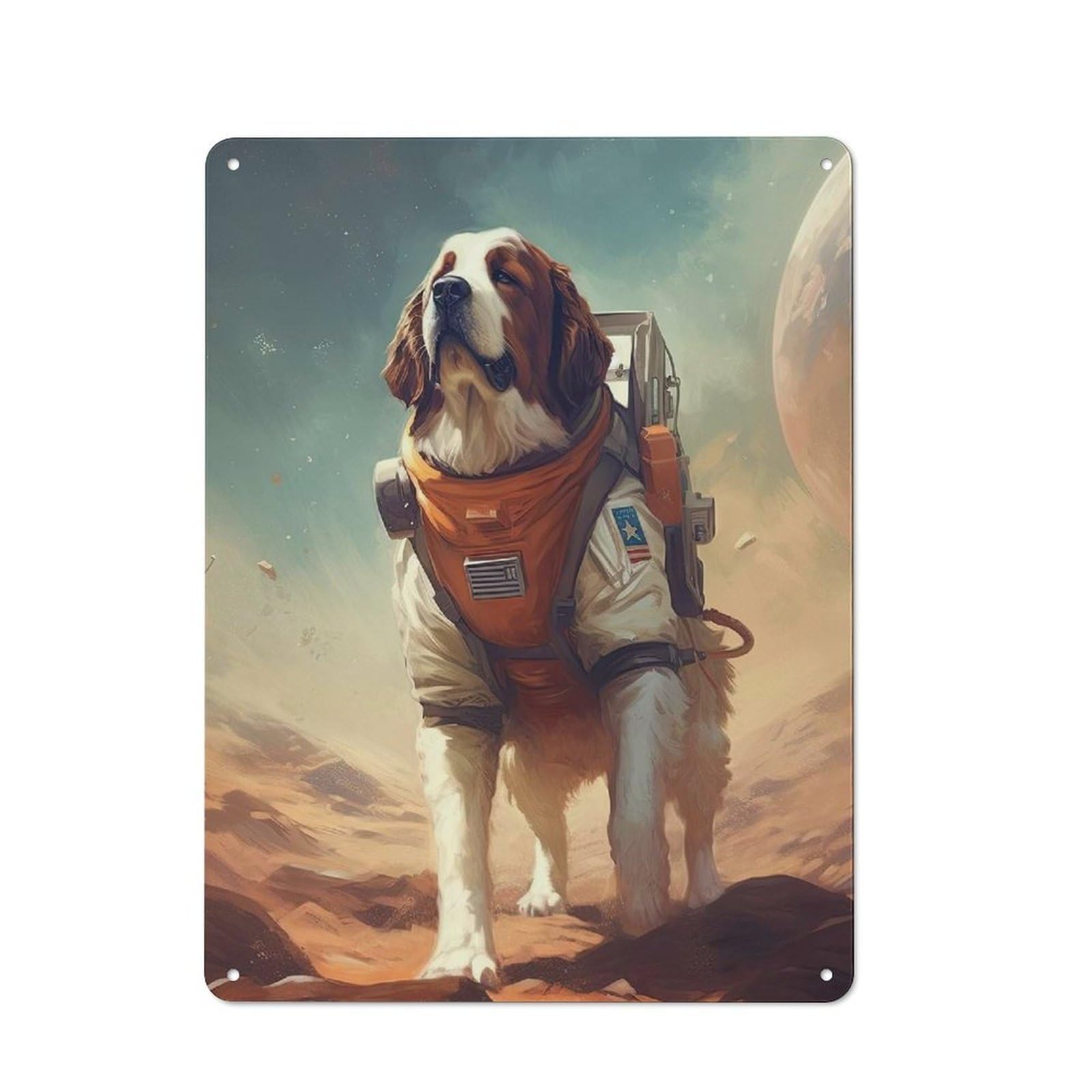 Junmoney Style-6 Saint Bernard Mars Cafe Metal Sign 40X30cm, Shop Front Style Restaurant Wall Art For Takeaway, Bar, Kitchen Or Counter Area