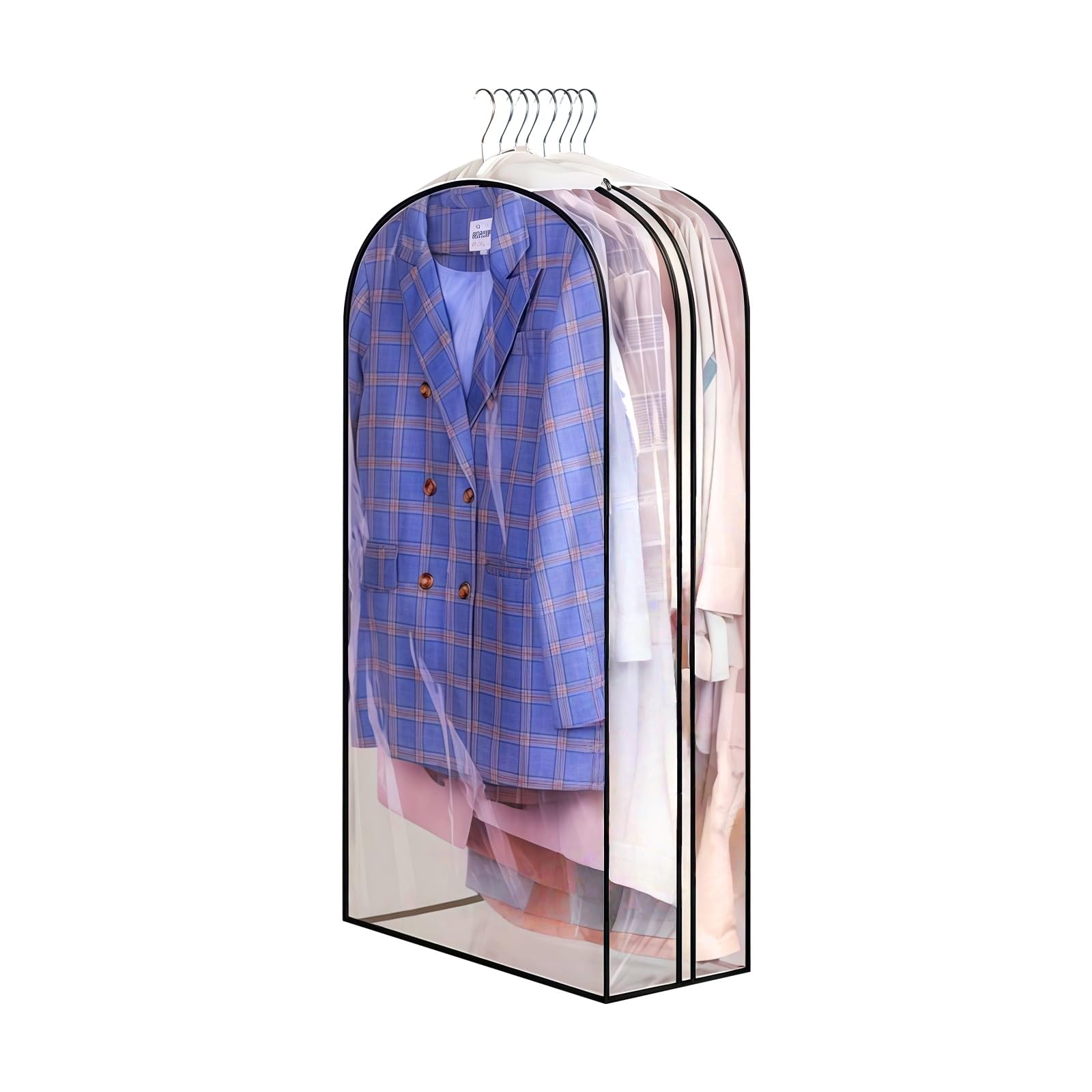 10 Clear Garment Bags for Hanging Clothes 40 Gusseted Clear Plastic Hanging Covers and Clothing Protectors with Side