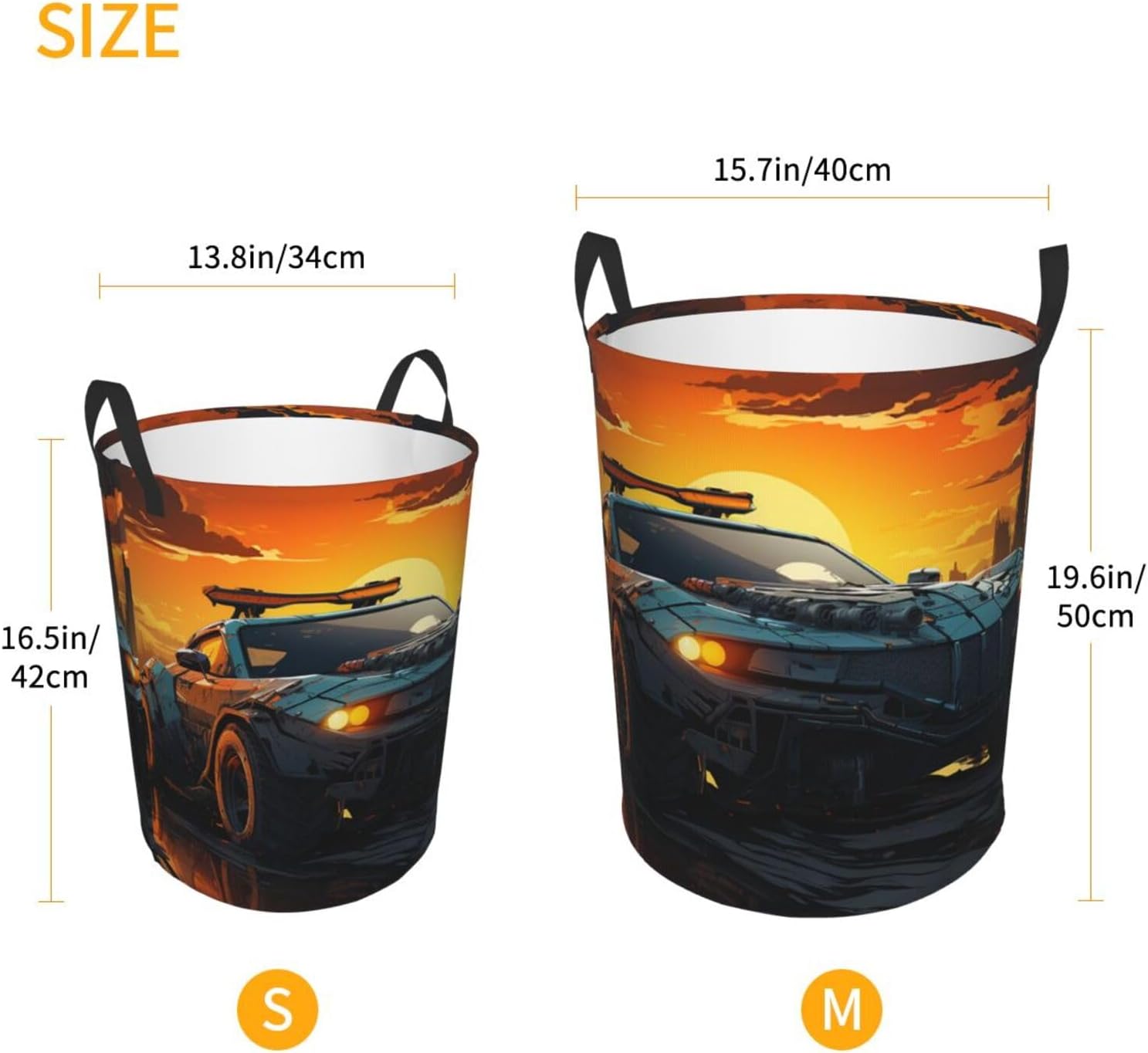 Cool Car Laundry Basket With Handles, Foldable Laundry Hamper Oxford Cloth Dirty Clothes Basket Waterproof Clothes Toys Storage Bin Organizer for Bedroom Bathroom Dorm image 2