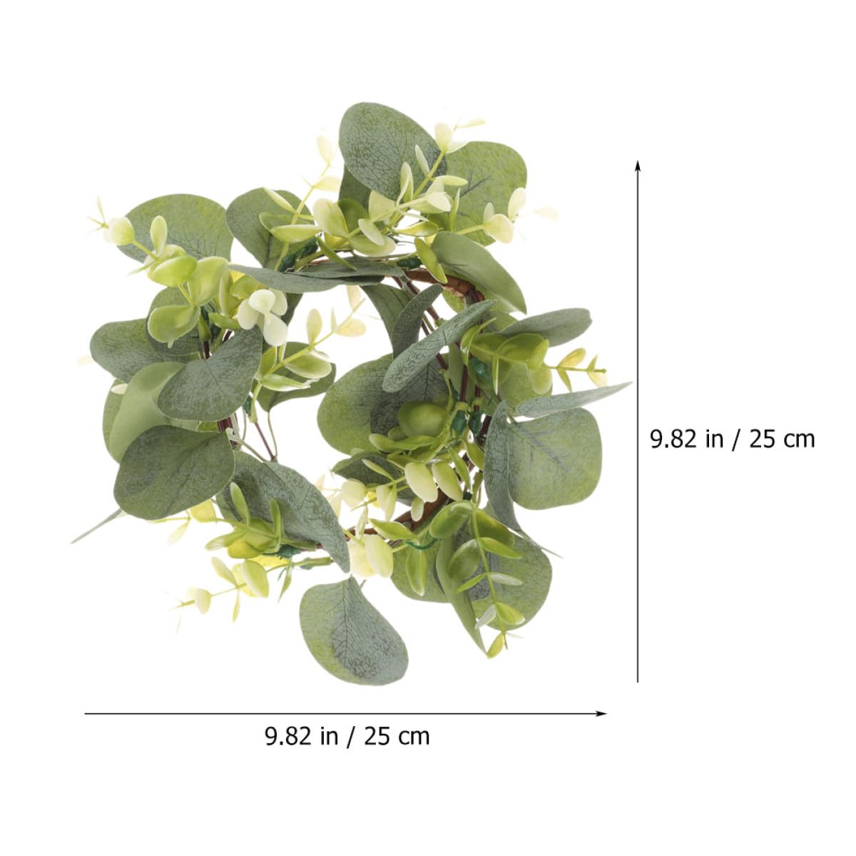 Künstliche Eukalyptusblättergirlande 25cm mit Kerzenringen Realistisch Langlebig Tür und Fensterdeko für Hochzeiten und Frühling