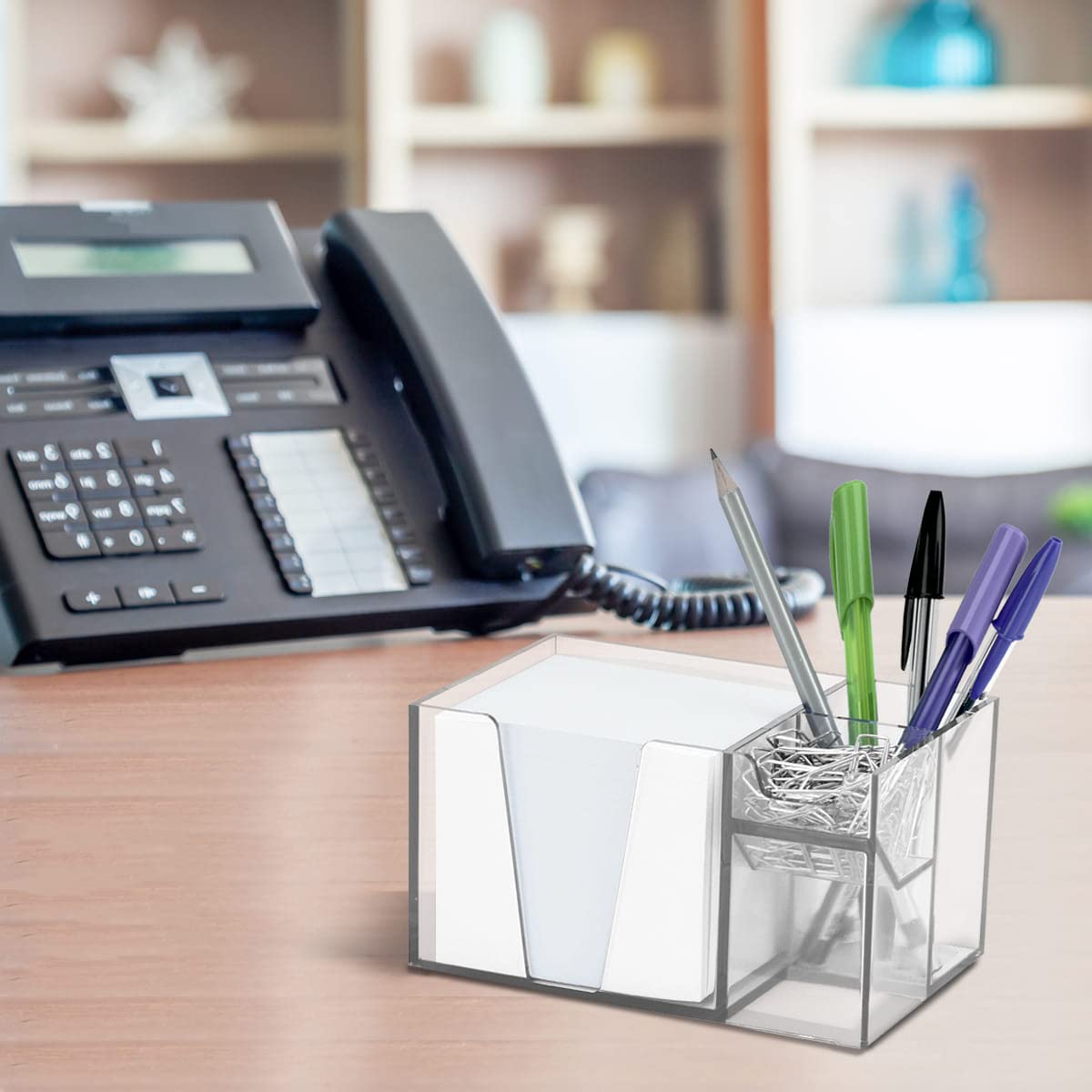 Acrimetazb Schreibtisch-Organizer für Stifte, Büroklammern, transparent mit Papier