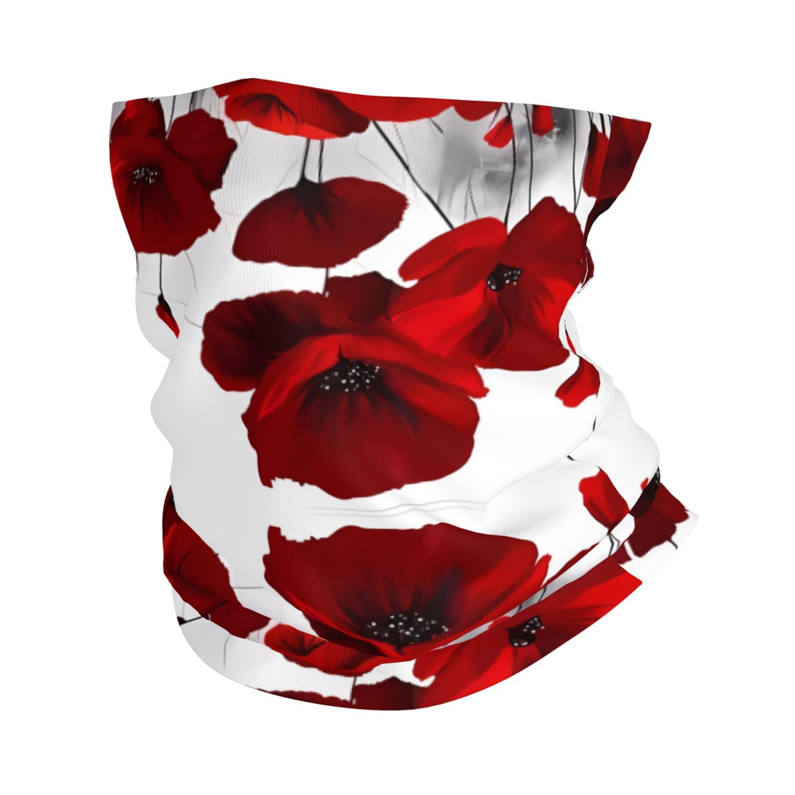 PHAYAH Red Poppy Flower Printing Ummer Gaiter Scarf Bandanas For Men Sun Hoods Balaclava Cooling Breathable Face Mask