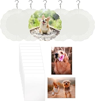 8 Inch 5 Pack Sublimation Wind Spinner Blanks with 8x10 Inch 10 Pcs Sublimation Photo Blanks