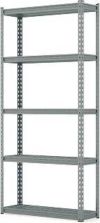 Tangkula 5-Tier Garage Storage Shelves, Heavy Duty Metal Storage Shelving Unit, Adjustable Utility Storage Rack Organizer for Warehouse Kitchen Pantry Basement, 35.5" L x 12" W x 72" H (1, Gray)