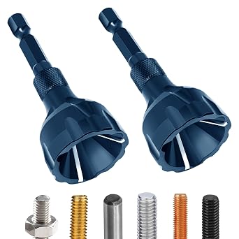 Hakkin 2Pack Bolt Deburring Tool, Tungsten Carbide Chamfer Drill Bit with Quick Release Hex Shank, 3-20mm Burr Remover for Fastener Repair