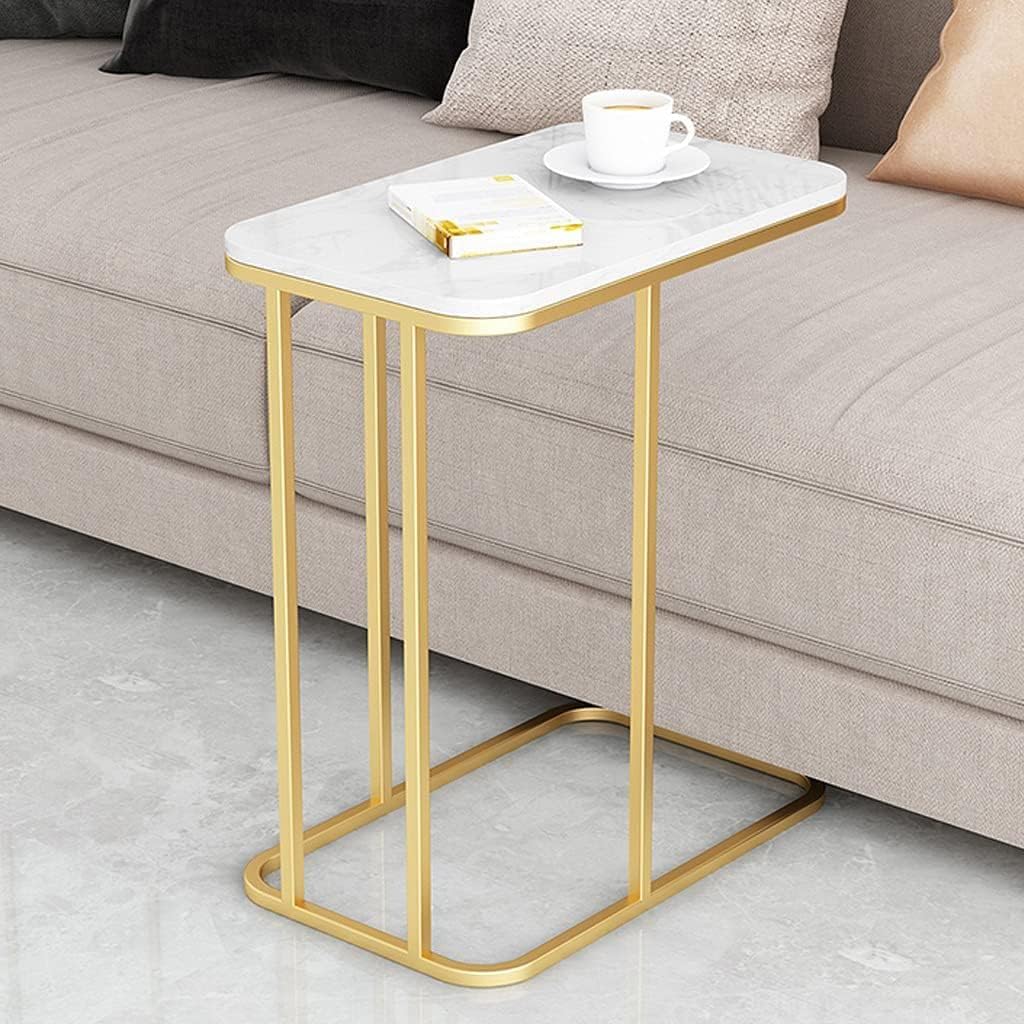 Welltrade Shoppee Rectangle Marble Look Coffee Table Sofa Side Table C-Shaped End Table Chic Modern Accent Portable Snacks Tea Table with Metal Frame for Living Room Bedroom (White & Gold) (B0D9FMKNMN) Amazon Price History, Amazon Price Tracker
