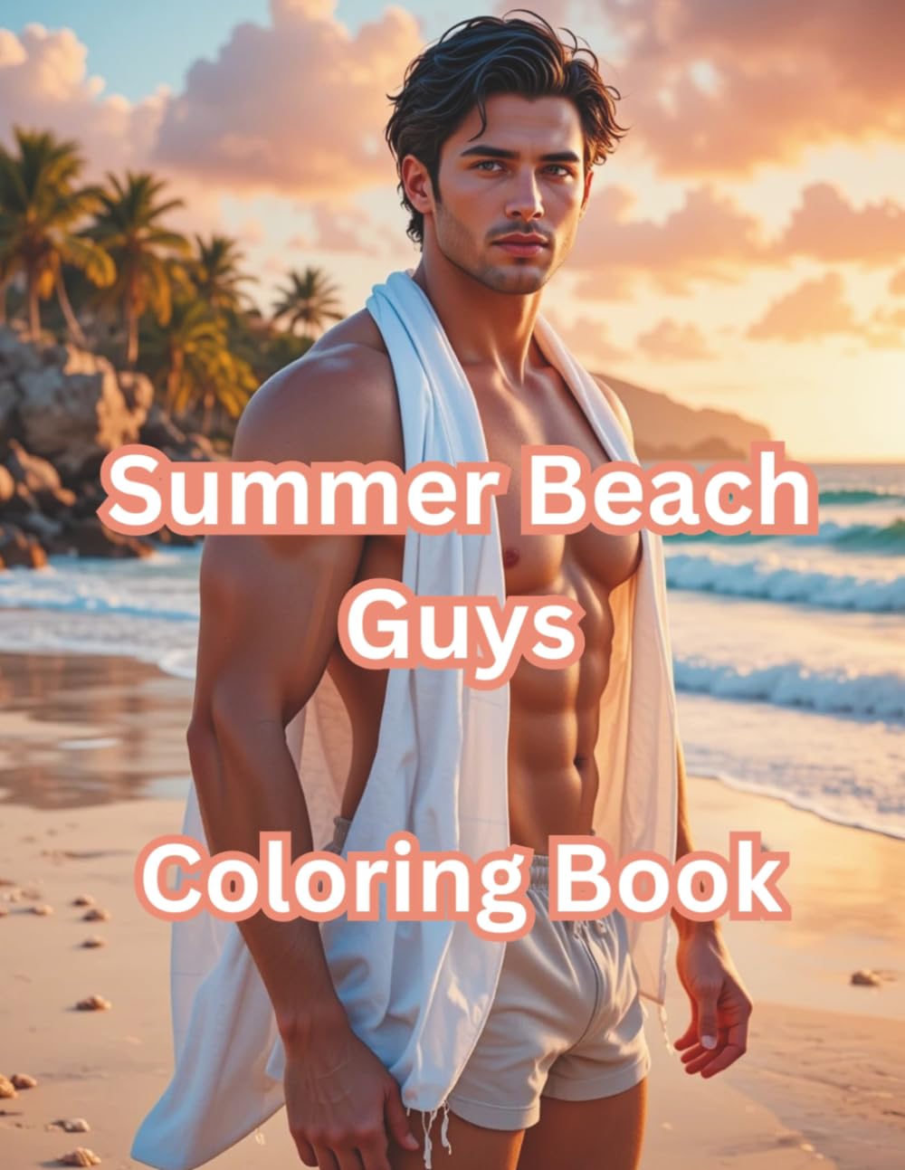 Summer Beach Guys Coloring Book: 80 Handsome Male Portraits for Adults with Ocean, Resort, Surf, Yacht, and Summer Romance Vibes