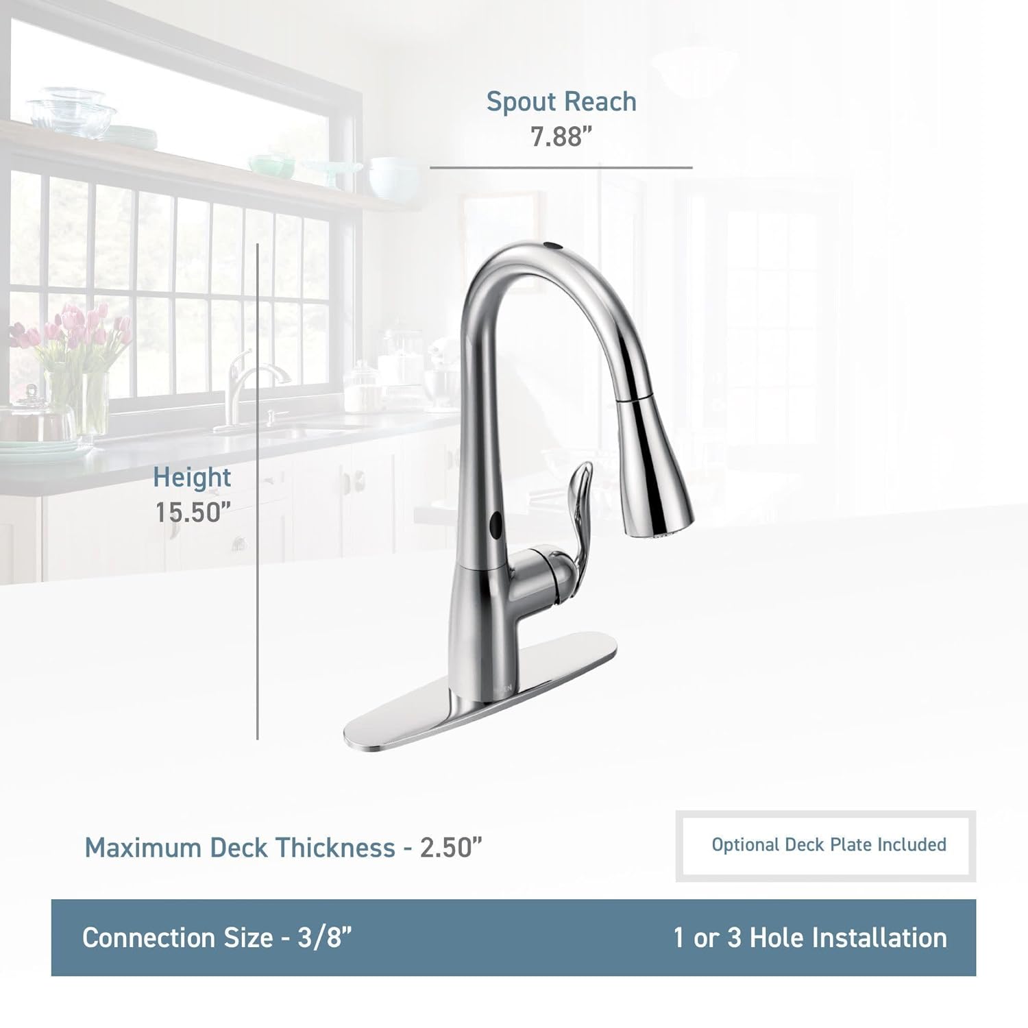 Moen Arbor Oil Rubbed Bronze Motionsense Two-Sensor Touchless One-Handle Pulldown Kitchen Faucet, Single Hole Kitchen Sink Faucet Featuring Power Boost for a Faster Clean, 7594EORB