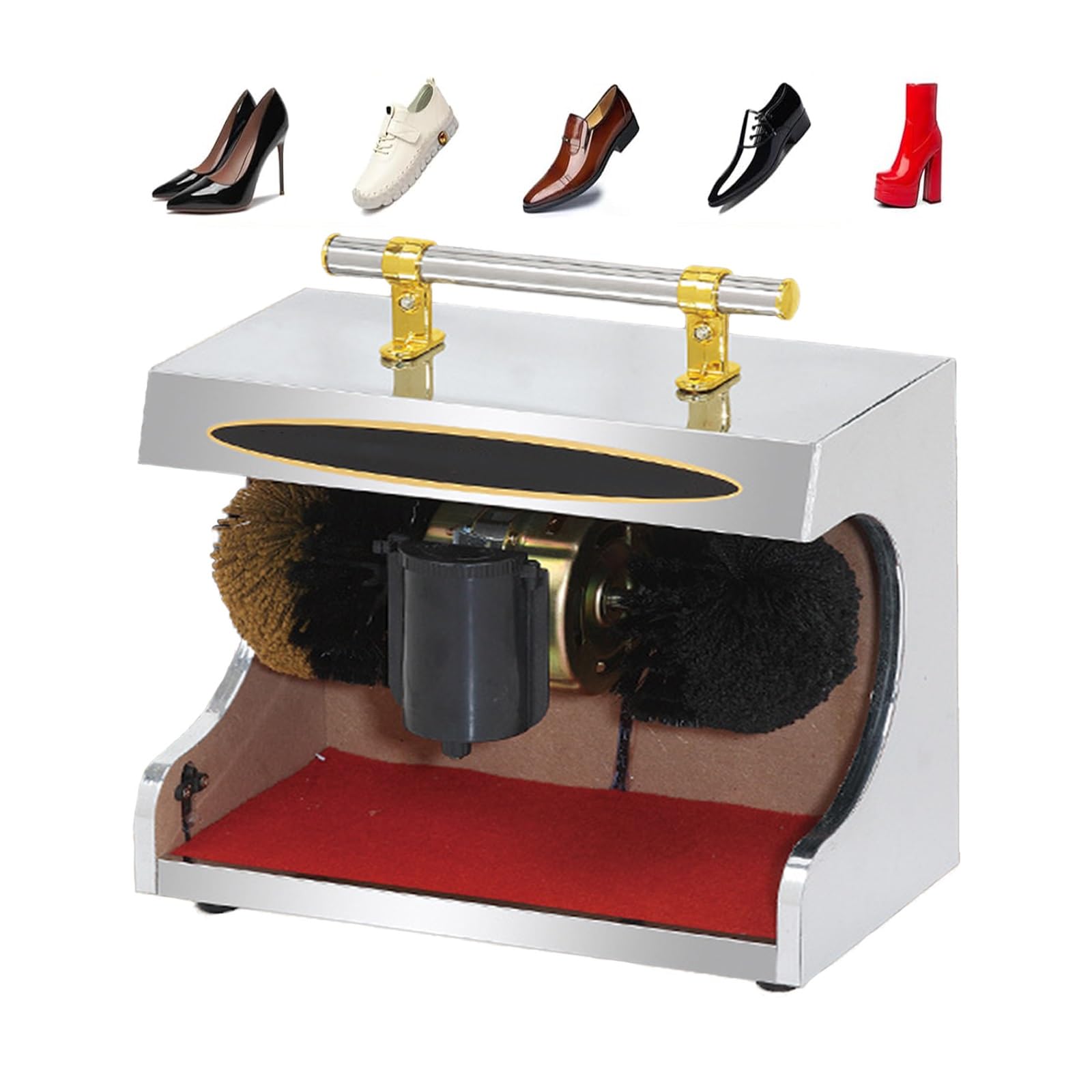 Máquina pulidora eléctrica de zapatos con cepillo automático para brillo de cuero y mantenimiento diario, cepillo duro para botas y zapatos