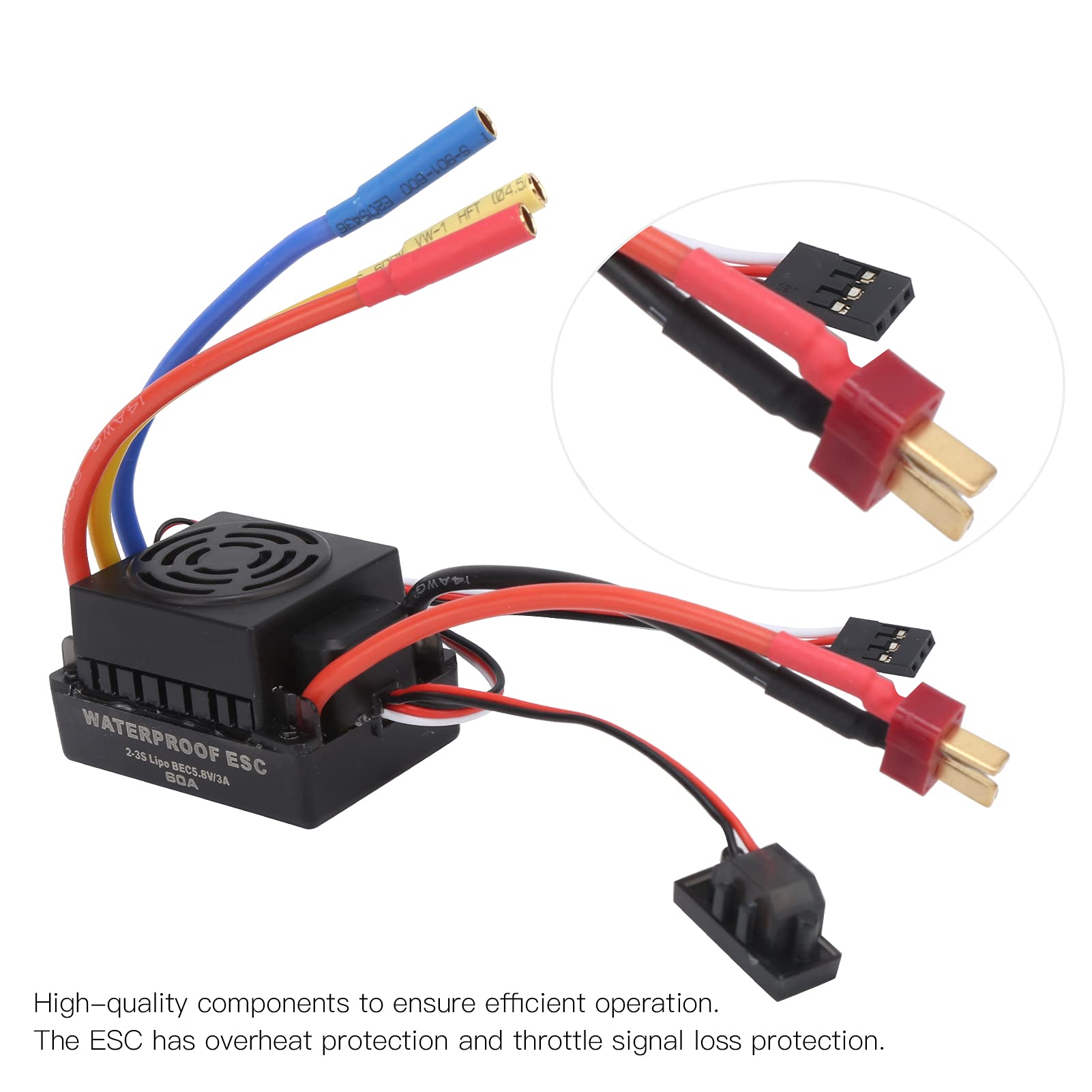 Moteur sans balais 3650 4500KV avec ESC 60A, dissipateur thermique et carte de programmation, ensemble pour voiture RC 1/8 1/10, moteur étanche à couple élevé de 900 W avec fiche