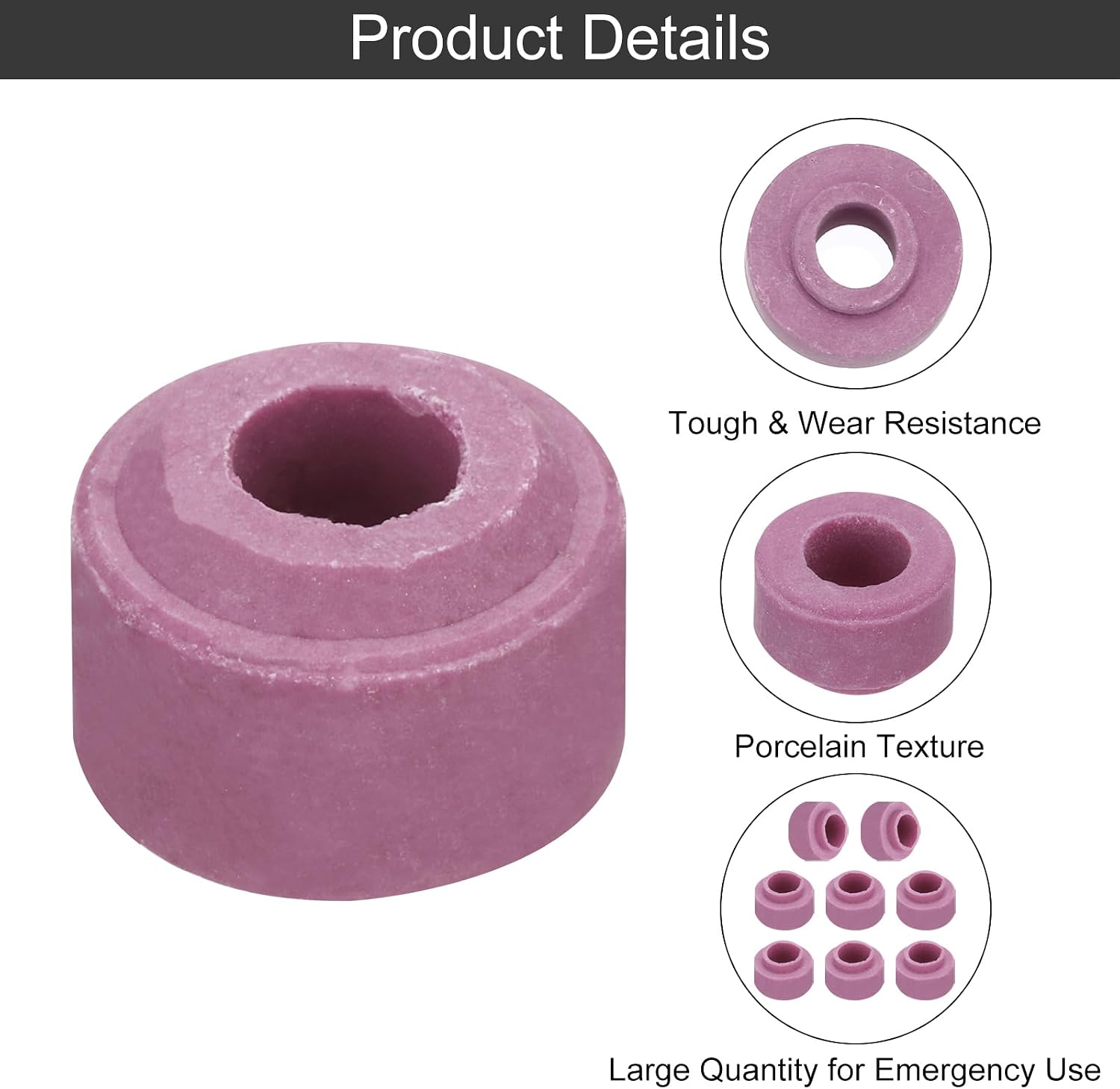 MECCANIXITY 10 Pcs Ceramic Insulator Bead, 6 x 15.5 x 12mm Electronic Wire Bundle Insulation Heat Protection Round Shaped Ceramic Tube for Cable Bundle, Wire Protection, Purple Red image 3
