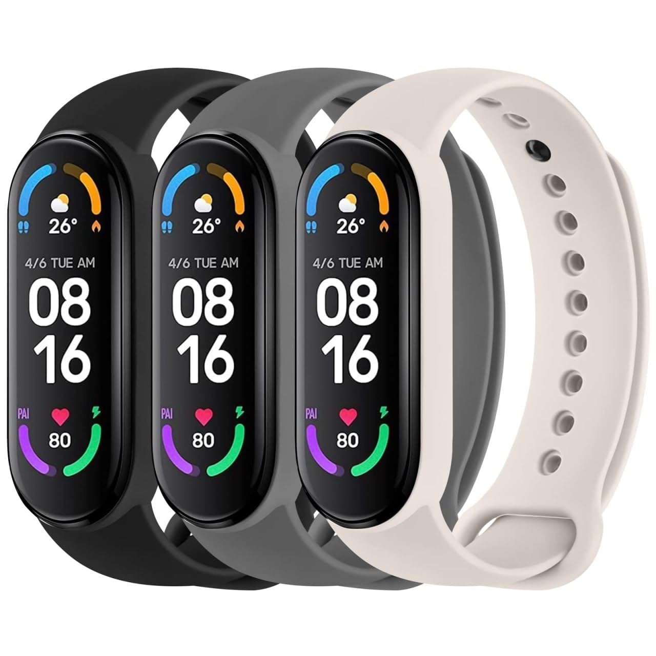 MARGOUN Bundle Pack for Xiaomi Mi Band 6 Strap/Mi Band 5 Silicone Watch Band Smartwatch Wristband Replacement Accessories Strap Bracelet