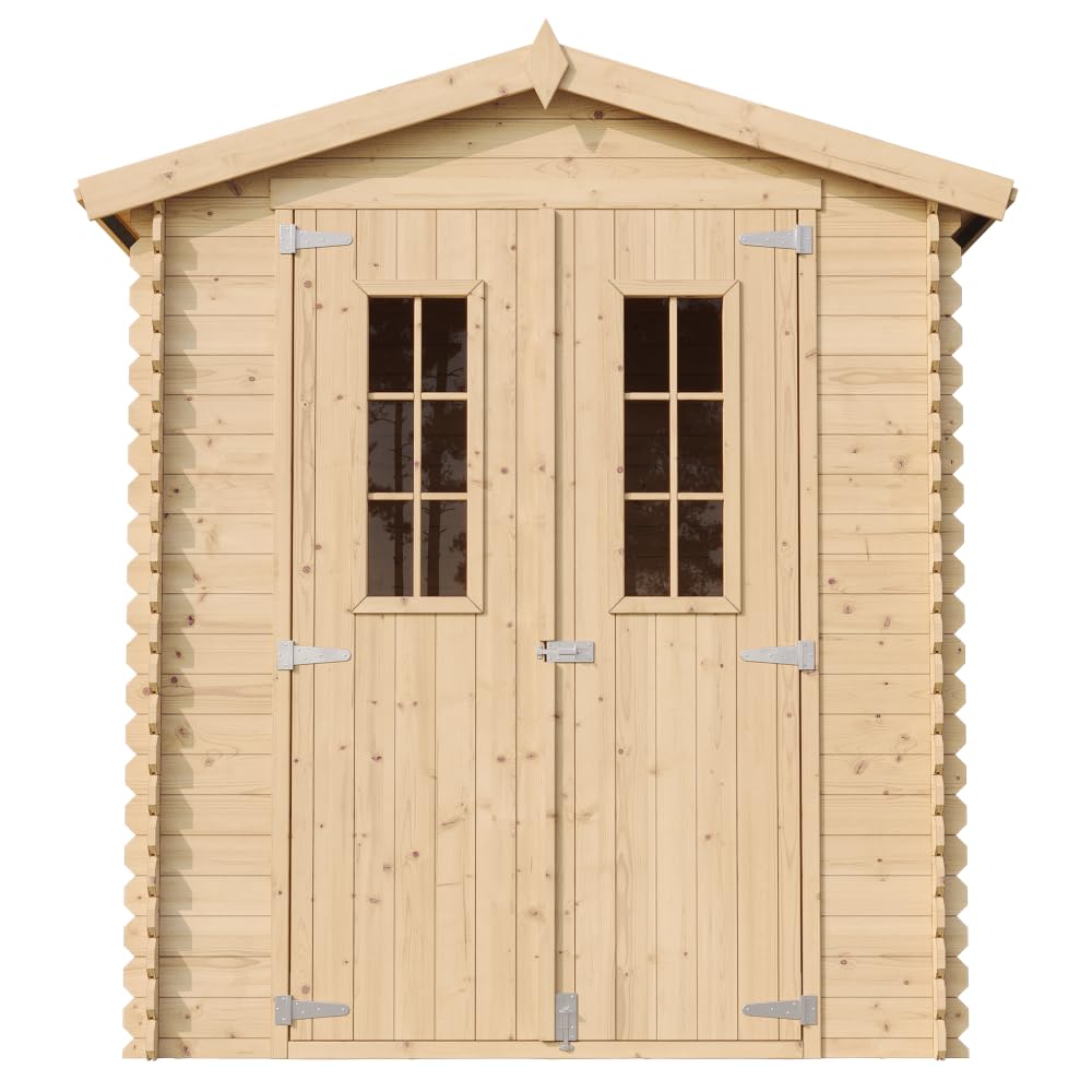 Casetta da Giardino in Legno per Esterni CON PAVIMENTO TRATTATO - L196xL186xA218 cm/ 2,82 m2 - Piccola Casetta in Legno, Rimessa Attrezzi, Deposito Bici - TIMBELA M320C+M320G