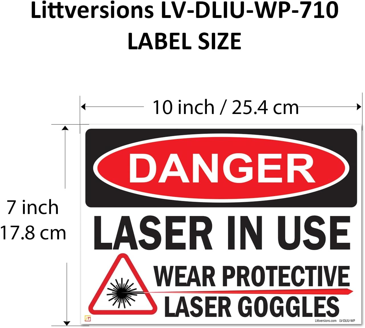 2 Pack 7"x10" Reflective Danger Laser in Use Wear Protective Goggles Eyerwear OSHA Warning Safety Hazard Label Sign Decal 6 mil Laminated Engineer Grade UV Protected ANSI NFPA Weather Resistant