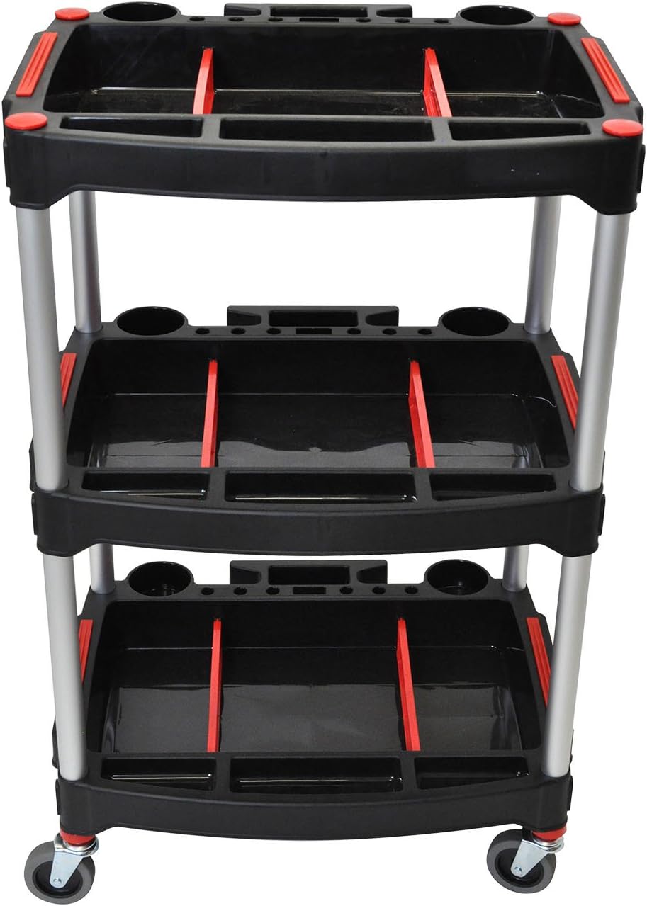 Uр Tо 40% оƒƒ Offex Rolling 3 Shelf Mechanics Tool Storage Utility Cart with 3 Casters - Red/Black