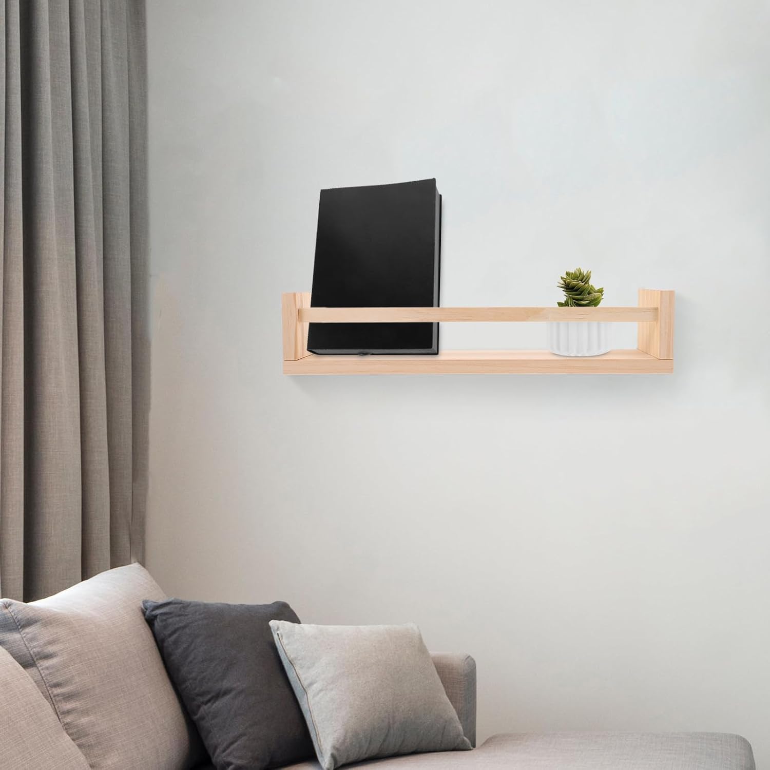 Rustic Wooden Floating Wall Shelf for Bedroom and Bathroom, Built to Last with Seamless Integration for Living Space Storage and Unique Home Decor