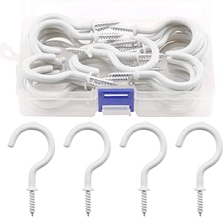 Swpeet 30Pcs White 2.9 Inch Cup Hooks, Vinyl Coated Ceiling Cup Hooks Screw Hooks Mug Hooks Holder for Home, Office and Workplace