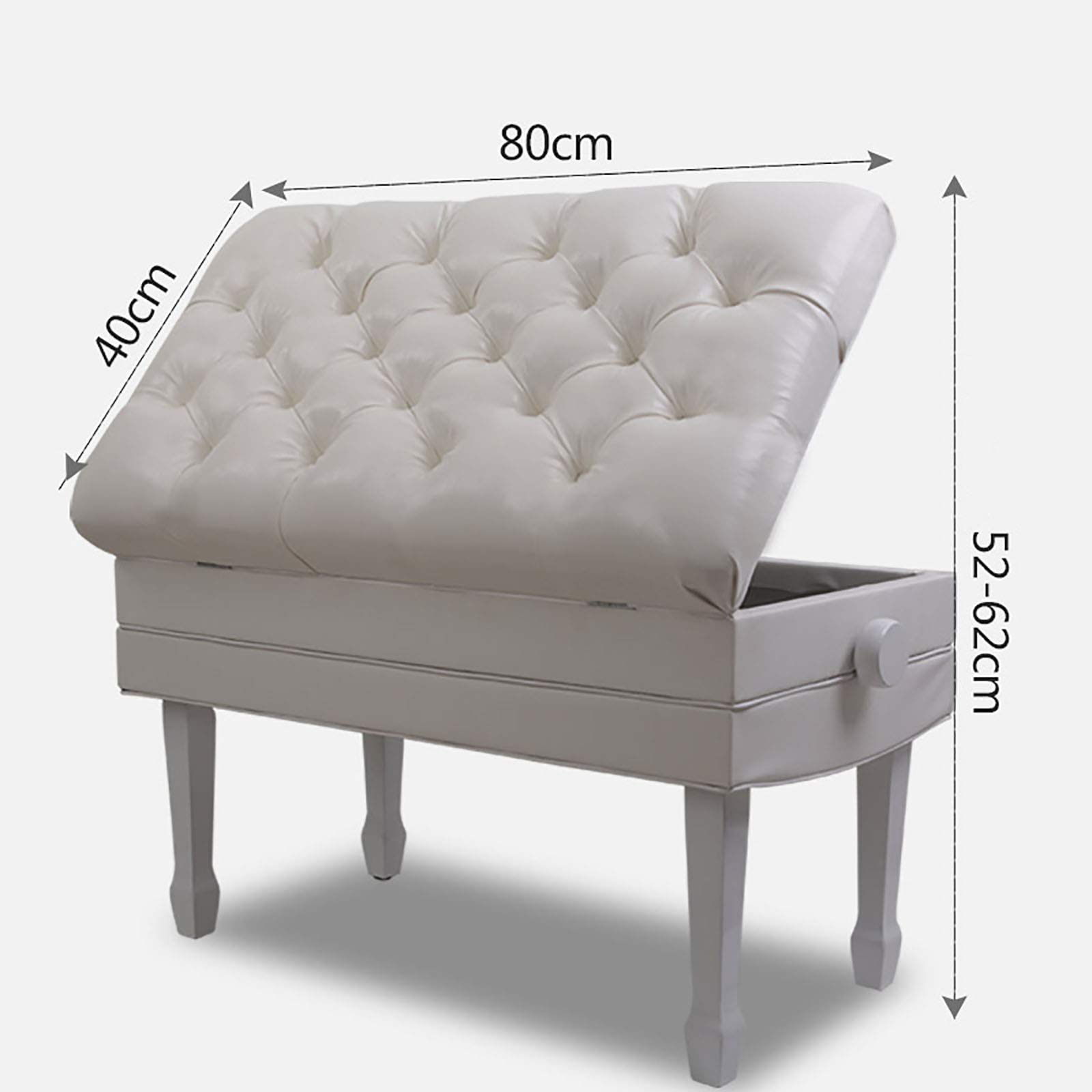 Tabouret de Piano réglable en Hauteur, Banc de Piano, Tabouret Double pour Clavier, Fonction de Rangement, Blanc, Hauteur réglable : 52-62 cm, Beau Paysage