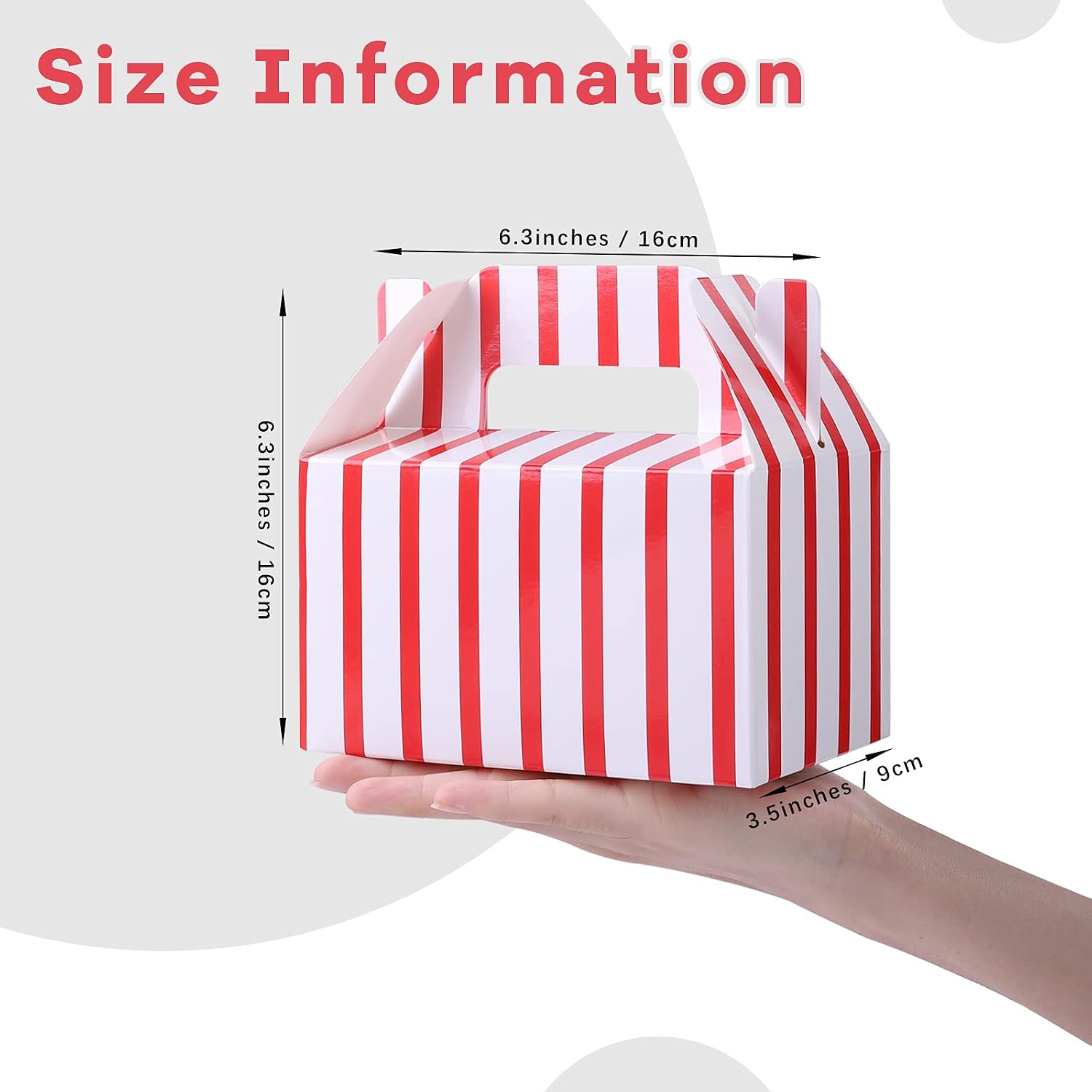 Elcoho 24 Pack Circus Paper Gable Boxes Carnival Theme Party Decorations Red White Boxes Cardboard Paper Treat Boxes Goodie Dessert Boxes for Birthday Party Supplies, 6.3 x 3.5 x 6.3 Inches image 2