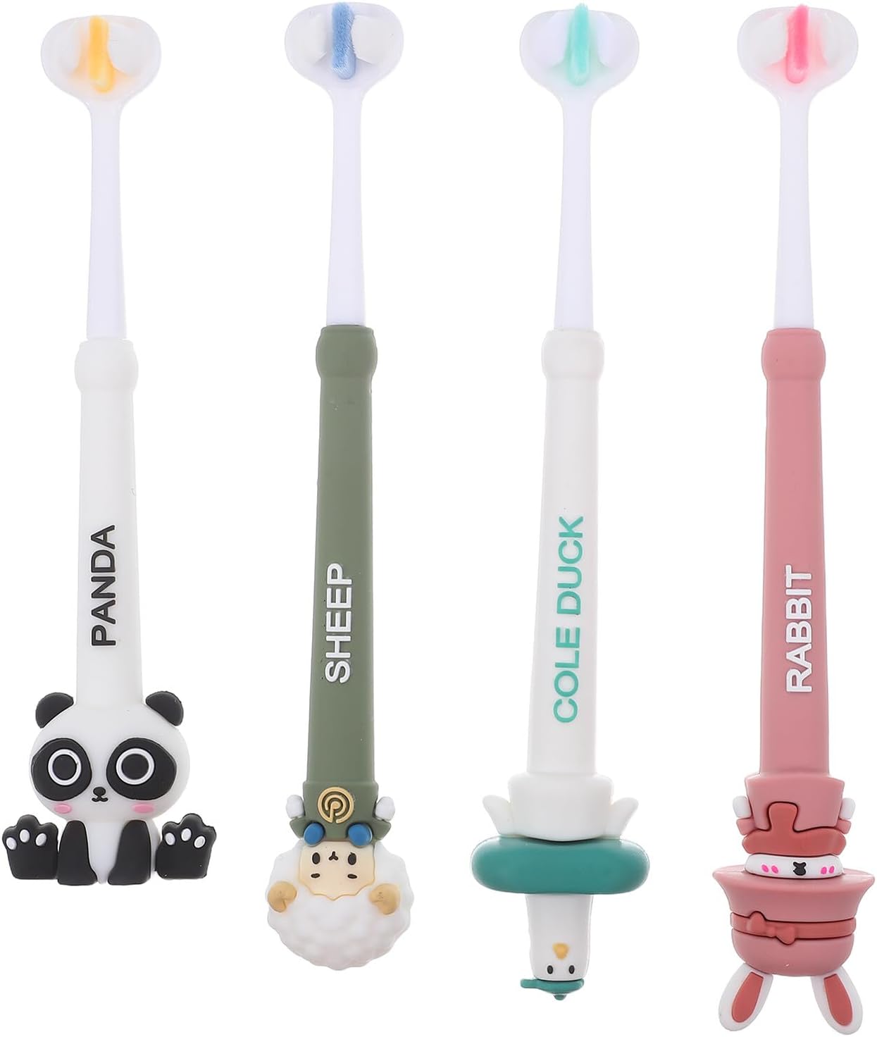 Abaodam Four-Sided Toothbrush 4pcs Soft Bristles Gentle Oral Care Toothbrush for Boys Age 3+ with Comfortable to Hold Handle and Extra Soft Bristle Set