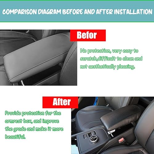 Miniatura 89 de Great-luck Leather Center Console Cover Armrest Pad,Protector Armrest Box Cover Accessories Keep Your Armrest in a More Comfortable Feeling(black