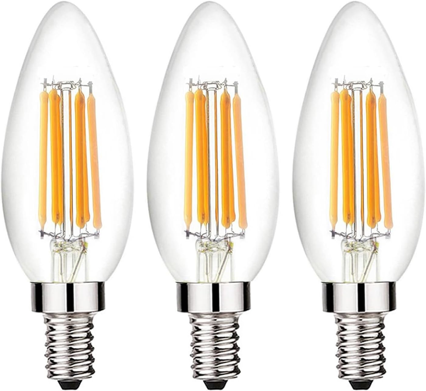 Beonllay 12 Volt LED Candelabra Light Bulb 12-24 Volt Warm White 2700K 60 Watt Equivalent, Low Voltage 12 Volt Light Bulbs E12 Candelabra Base LED Bulb, 3 Pack