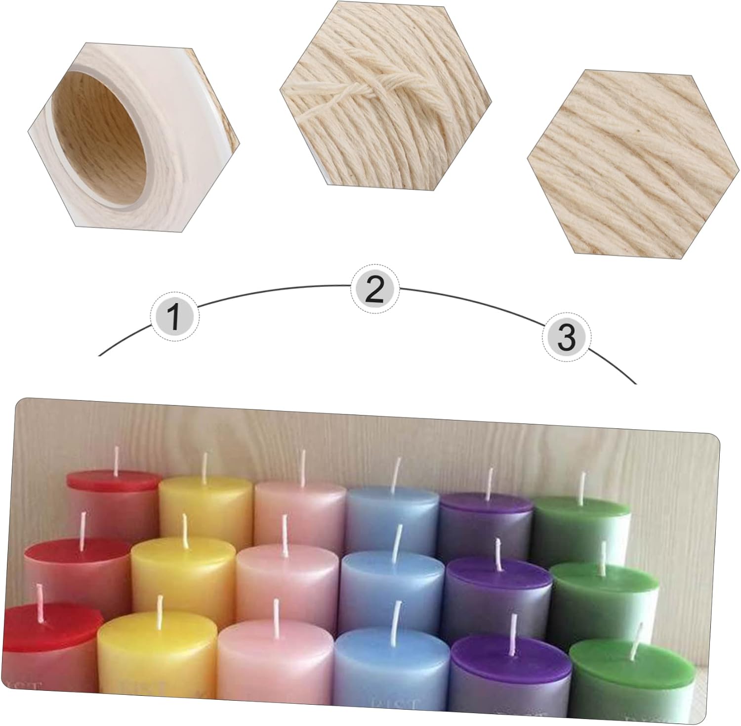 TEHAUX 6rolls Eco-Friendly Cotton Wicks for Candle Making Wick Spool Smokeless Rope DIY Candle Material Handmade