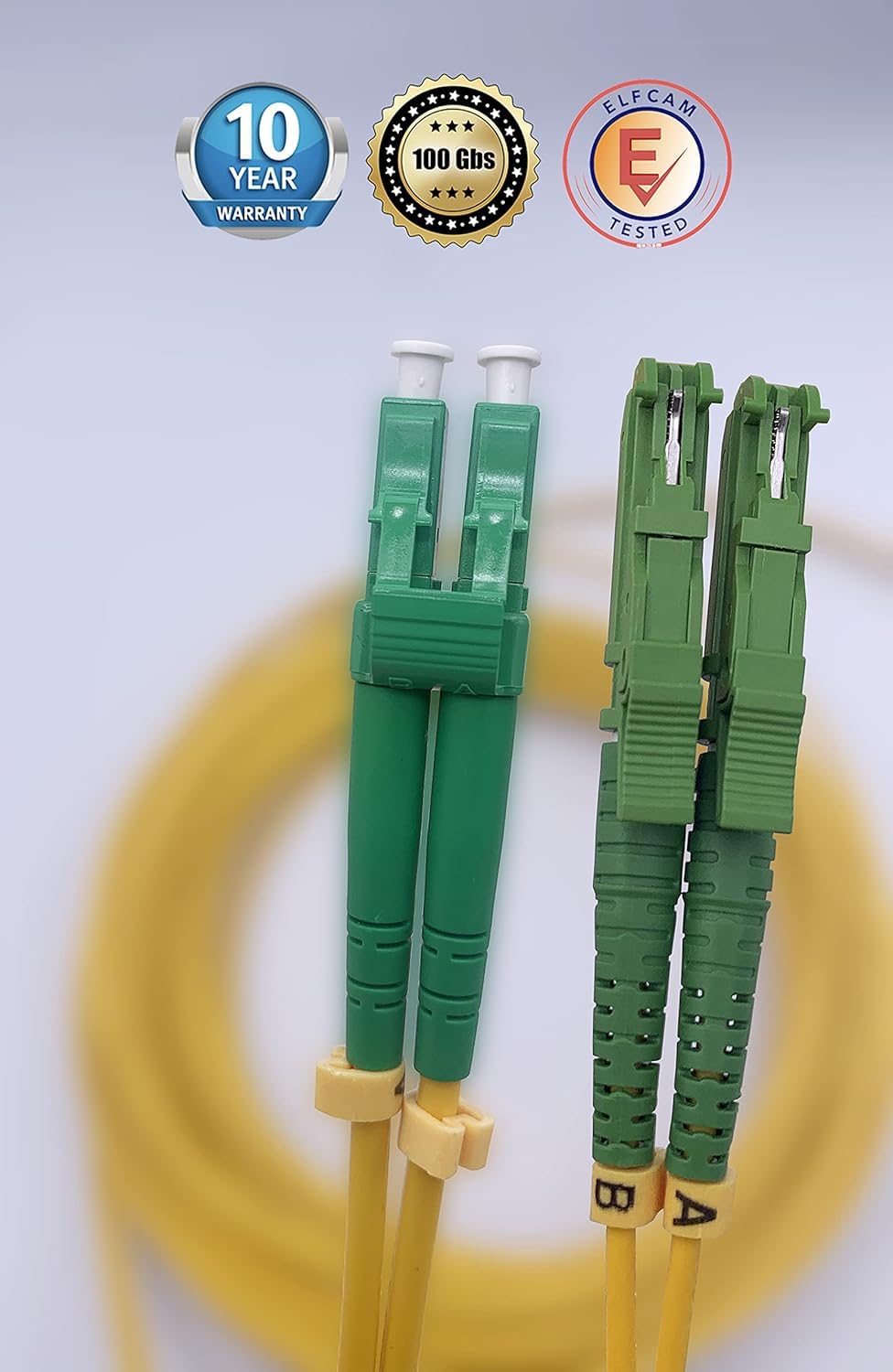 Elfcam® - 30m LWL Glasfaser-Kabel E2000/APC auf LC/APC Stecker, Duplex Singlemode 9/125μm Patchkabel, Lichtwellenleiter LSZH (30M)