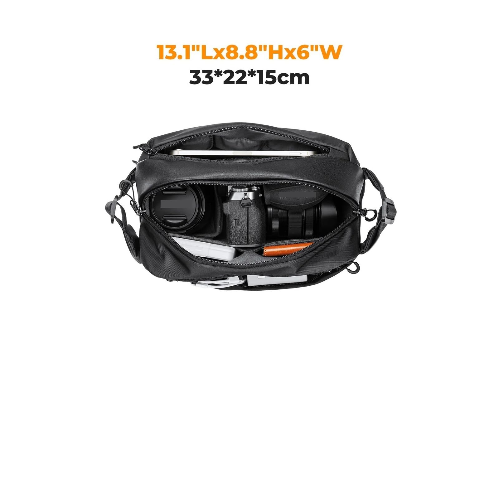 Borsa a tracolla leggera da 10 l per fotocamera da viaggio e fotografia (1 pezzo grigio)