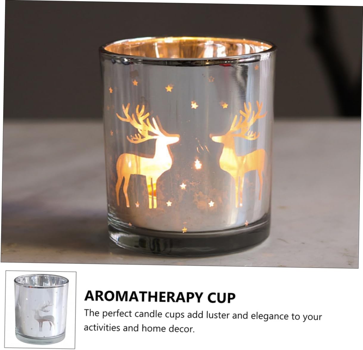 Cabilock 6pcs Christmas Candle Holder Silver Electroplated Cups Elegant Glass Candle Holders for Home Decor Festive Table Centerpieces for Weddings and Holidays