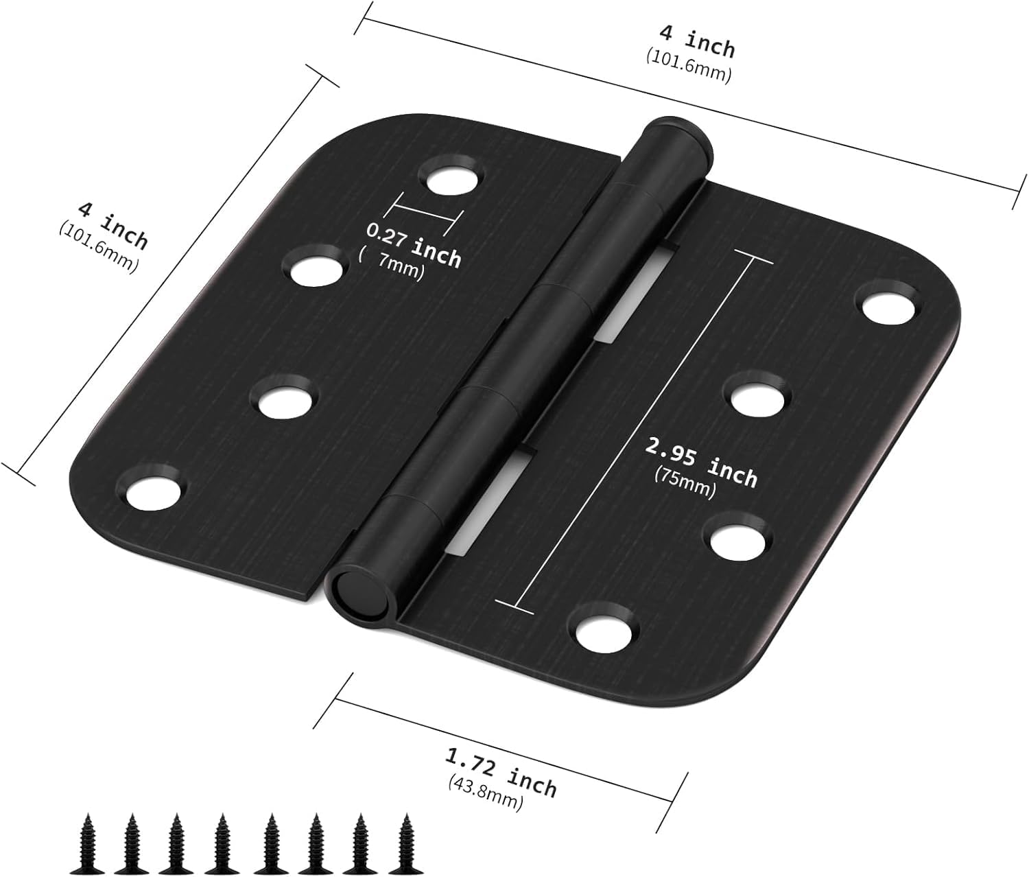 Haidms 12 Pack Exterior Door Hinges 4 Inch No Squeak Oil Rubbed Bronze Hinges with 5/8" Radius Corner Removable Pin Full Mortise for Heavy Duty Hardware