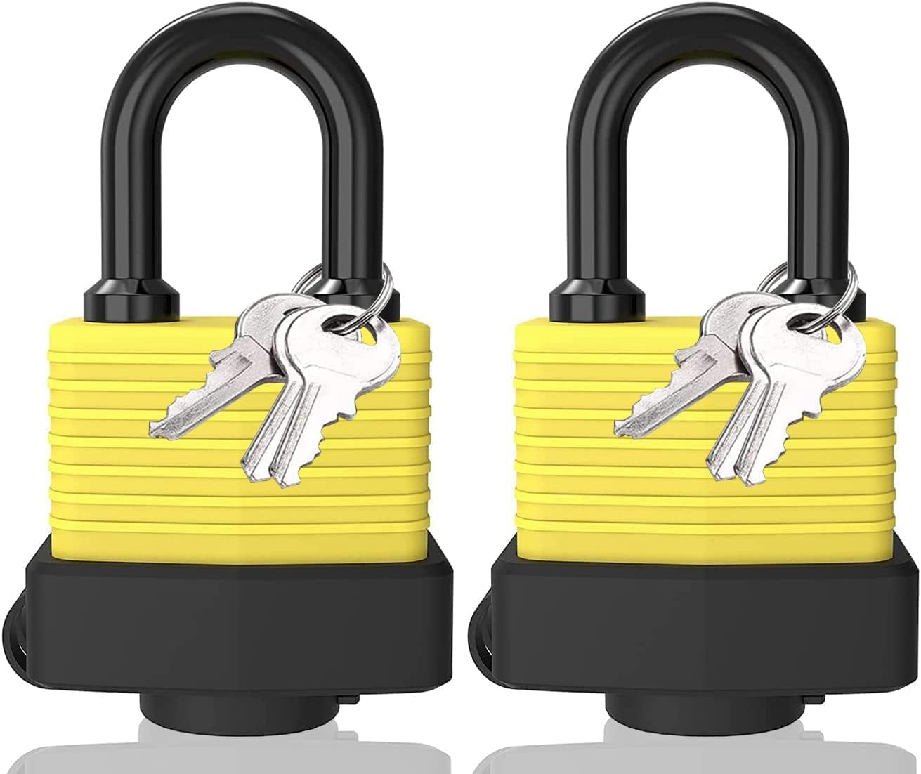 X spring Padlock with Keys, 2 PCS Heavy Duty Waterproof Padlocks, 30mm Anti-Cut Laminated Steel Lock with 2 Keys, Secure for Outdoor Indoor Use on Gym Lockers, Garage Doors, Gate Fence Shed Yard