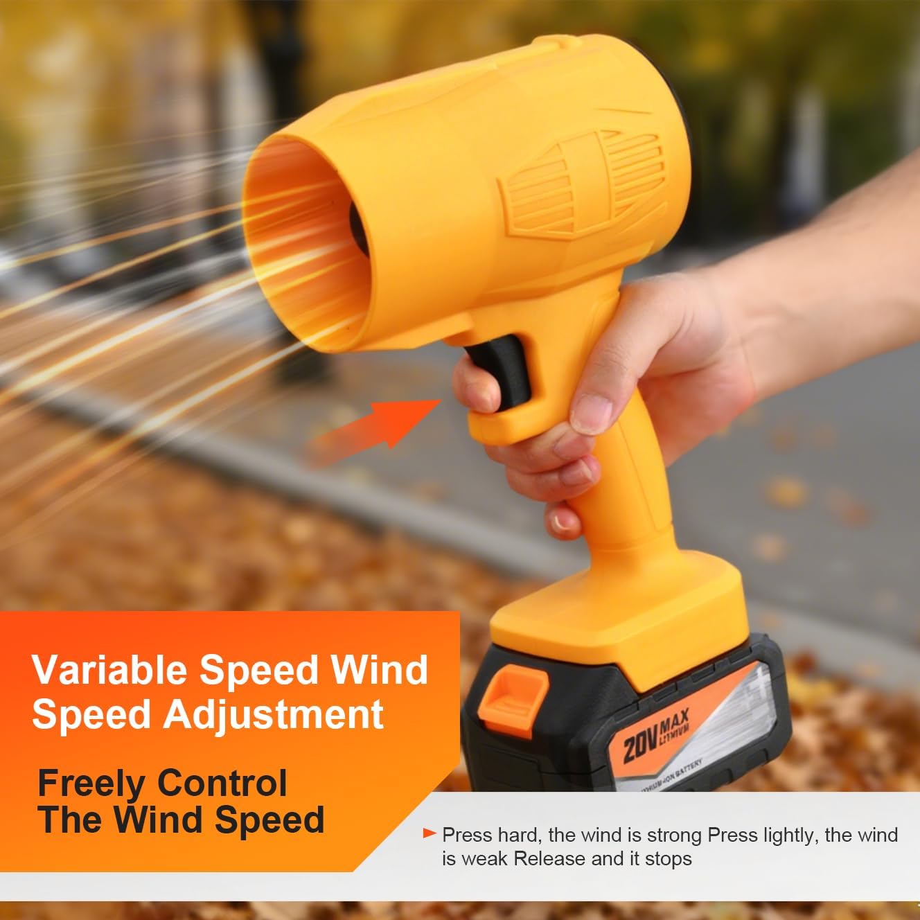 Cordless Leaf Blower Handheld 20V Leaf Blowers Lightweight with 2.0Ah Battery & Fast Charger for Yard, Lawn, Garden,Commercial & Home Use