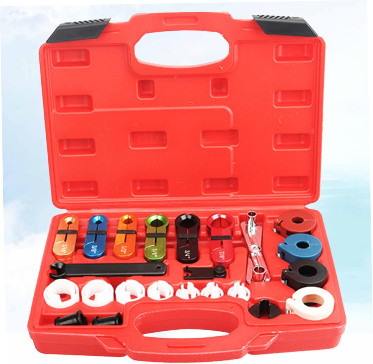 22pcs Line Disconnect Tool Set Quick Disconnect for Automotive Air Conditioning Oil Cooler and Transmission Lines Coded for Red