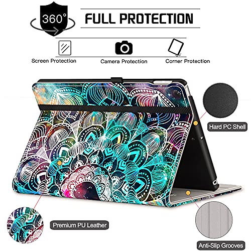 Vori Ipad 9Th/8Th/7Th ​Generation Case (2021/2020/2019 Release, Ipad 10.2 Inch Case), Folio Smart Protective Stand Cover With Auto Wake/Sleep, Pocket And Hand Strap For Ipad 10.2 '', Mandala Galaxy #TOP3