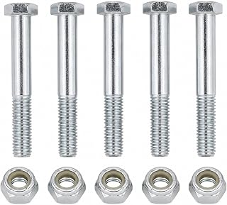Grade 2 Shear Bolts 1/2 x 3-1/2 in with Nylock Nuts, 5 Pack | For rotary cutter replacement and farm equipment shear bolt applications