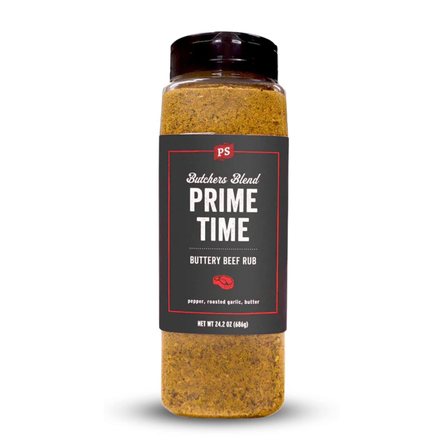 PS Seasoning Prime Time Butchers Blend - Buttery Garlic and Herb BBQ Seasoning & Beef Rub for Smoking, Grilling or Baking - Dry BBQ Rubs and Spices for Grilling Steaks, Pork, Chicken, Beef, 24.2oz