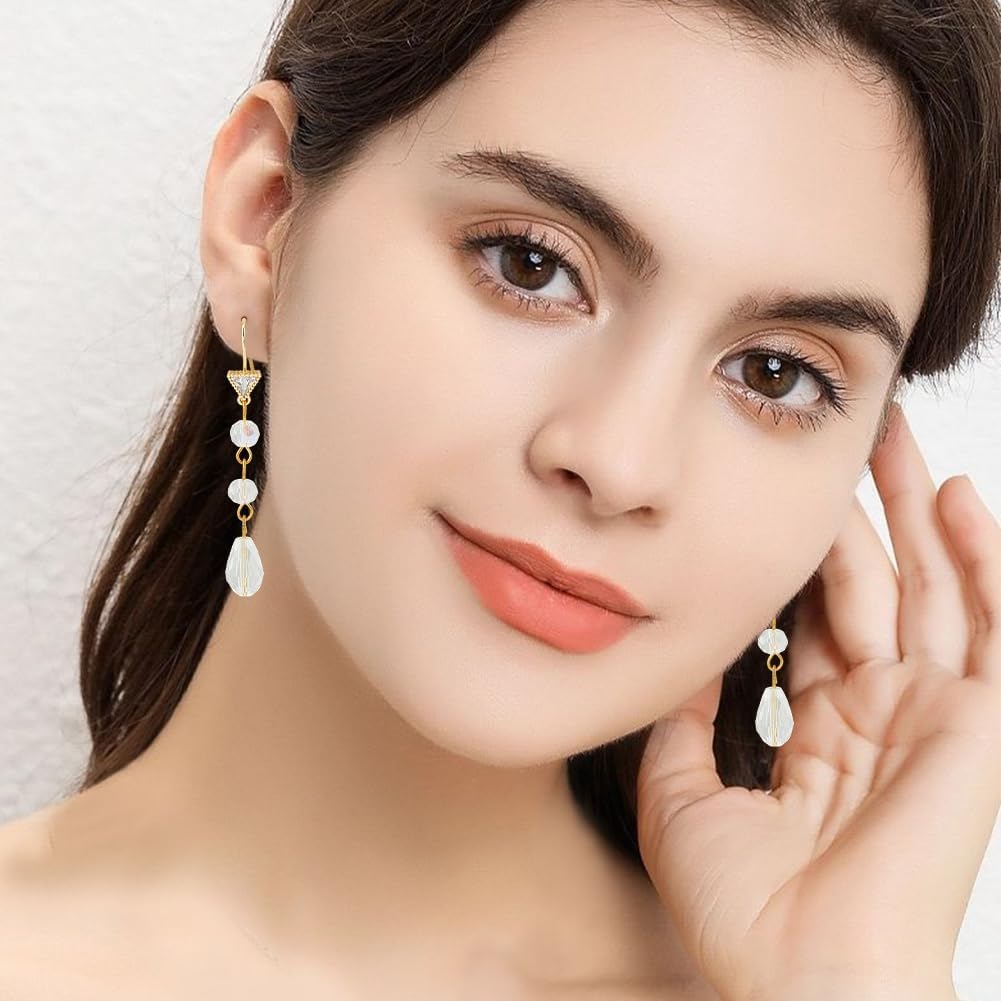 Beebeecraft 1 Box 24Pcs Cubic Zirconia Earring Hooks 18K Gold Plated Brass 6 Styles Fish Hooks Long Ear Wires with Loop for DIY Earring Jewelry Making 16.5~19mm - Image 6