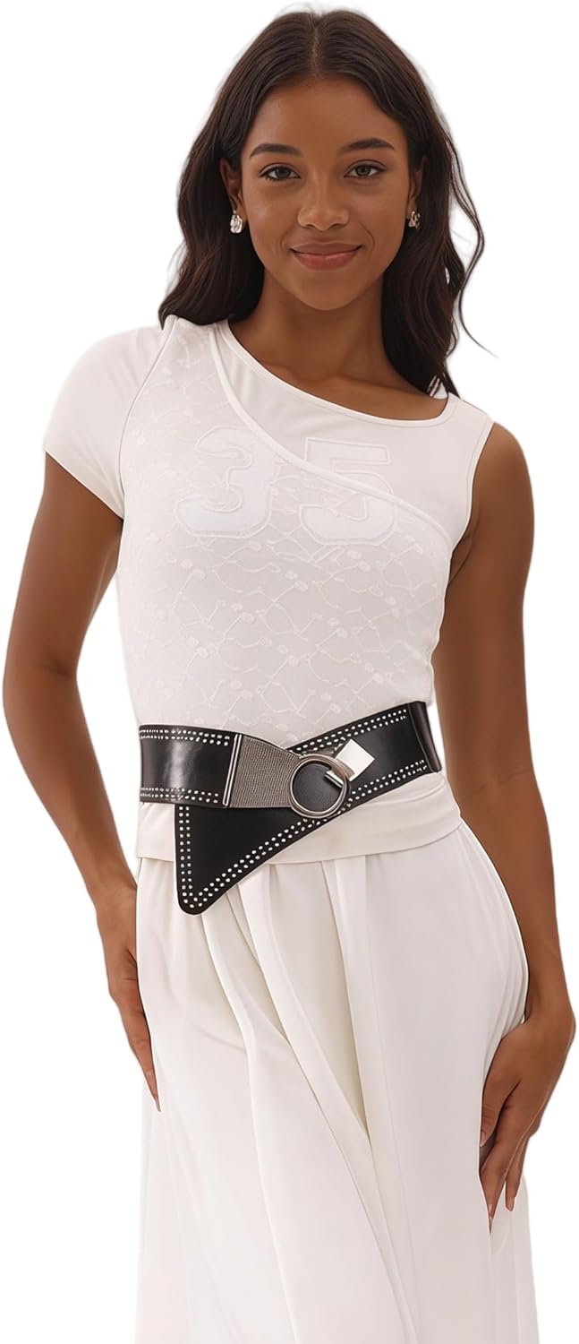 Adjustable Wide Elastic Belt for Women – Vintage Buckle, Stretchy Waistband, Versatile for Jeans, Dresses & Casual Wear - Image 6