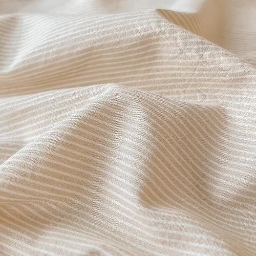 DCSKY Duvet Cover Set - 100% Washed Cotton, 3 Piece Pre-Washed Super Soft Breathable Bedding with Duvet Cover and 2 Pillow Cases (02Beige(No Comforter), Full (80''x90'')) — view 6